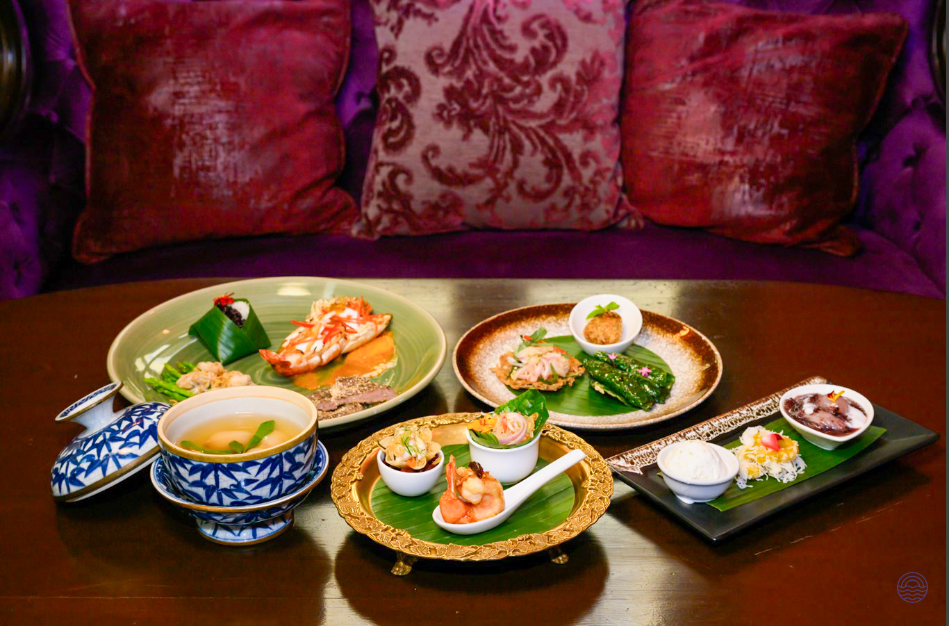 Delicious authentic Thai cuisine beautifully presented on a table, ready for a welcome dinner in Bangkok.